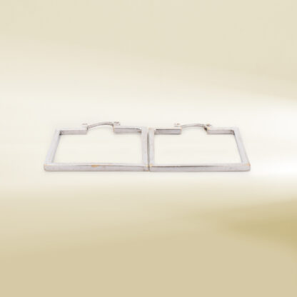 18K White Gold Box Design Earrings