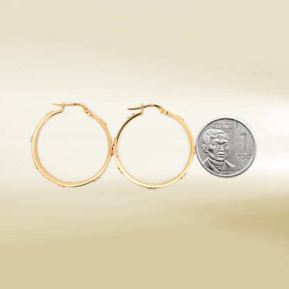 18K Two-Tone Brand-Inspired Hoop Earrings - Image 2