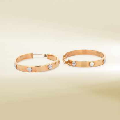 18K Two-Tone Brand-Inspired Hoop Earrings - Image 3