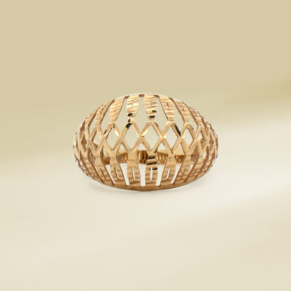 18K Yellow Gold Dome Mesh Design Ladies' Ring
