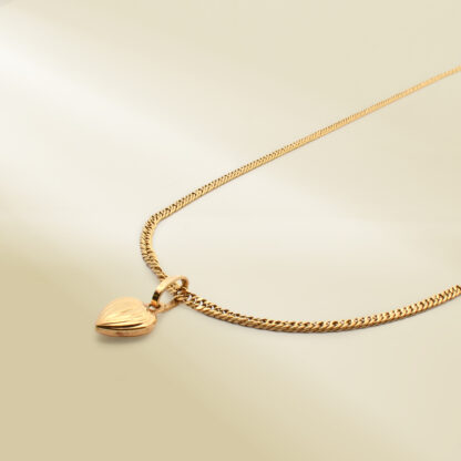 18K Yellow Gold Curb Chain Necklace with Flower Bud - Image 2