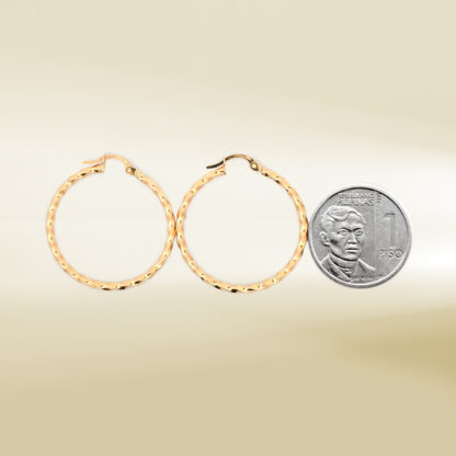18K Yellow Gold Twisted Hoop Earrings - Image 2