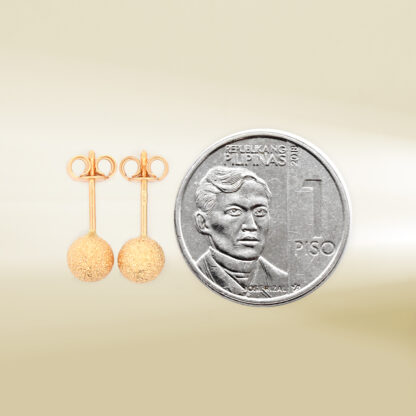 18K Yellow Gold Ball Design Earrings - Image 2