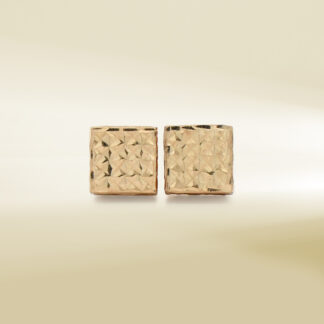 18K Yellow Gold Box Design Earrings