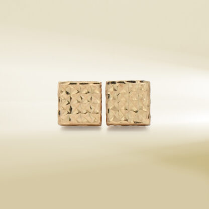 18K Yellow Gold Box Design Earrings
