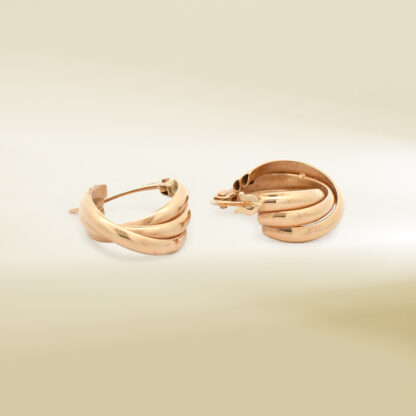 18K Yellow Gold Overlap Hoop Earrings - Image 3
