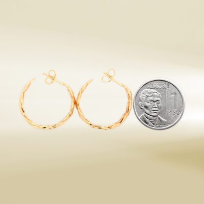 18K Yellow Gold C Hoop Earrings - Image 2