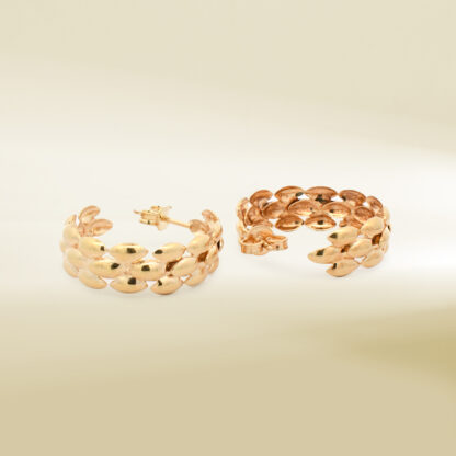 18K Yellow Gold C Hoop Earrings - Image 3