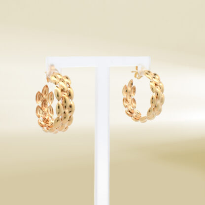 18K Yellow Gold C Hoop Earrings - Image 4