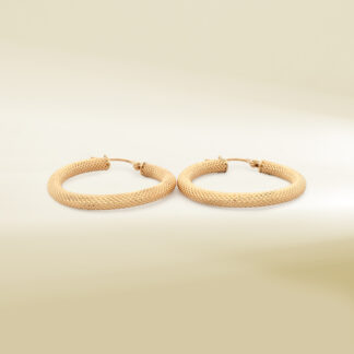 18K Yellow Gold Textured Hoop Earrings