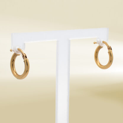 18K Yellow Gold Mini Hoop Earrings - Image 4