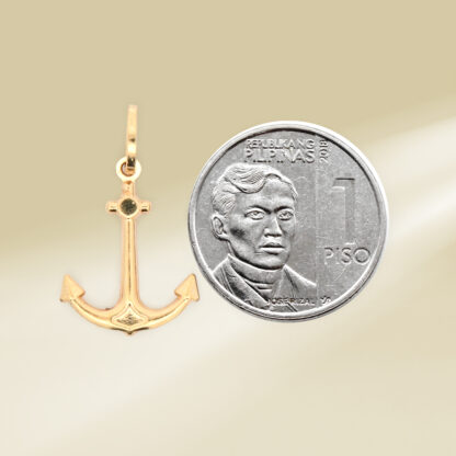 18K Yellow Gold Anchor Pendant - Image 2