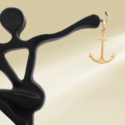 18K Yellow Gold Anchor Pendant - Image 4