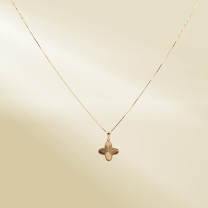 18K Yellow Gold Box Chain Necklace with Brand-Inspired Pendant - Image 4