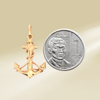 18K Yellow Gold Anchor Pendant - Image 2