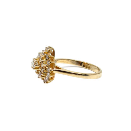 18K Yellow Gold Ladies' Ring with Round Cut, cluster Diamonds - Image 2
