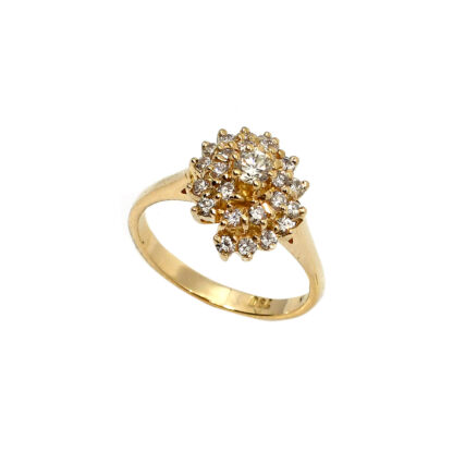 18K Yellow Gold Ladies' Ring with Round Cut, cluster Diamonds - Image 3