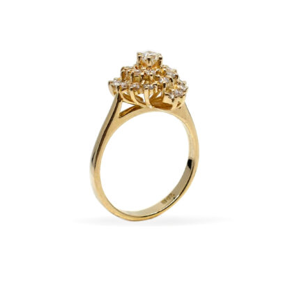 18K Yellow Gold Ladies' Ring with Round Cut, cluster Diamonds - Image 4