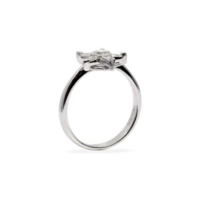 18K White Gold Ladies' Ring with Baguette and Round Cut Diamonds - Image 3