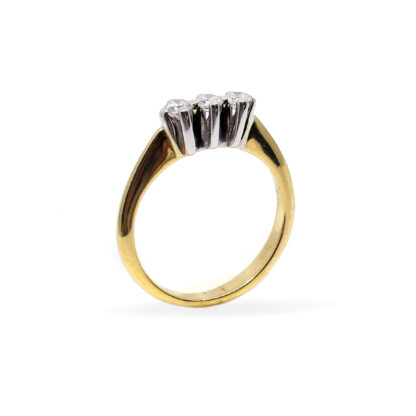 18K Two-Tone Ladies' Ring with Three Stone Diamonds - Image 2