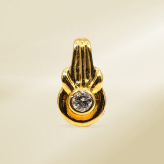 18K Yellow Gold with Round Cut, Single Stone Diamonds Pendant