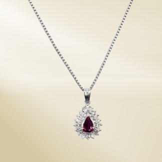 Platinum Box Chain Necklace and Pendant with Round Cut Diamonds