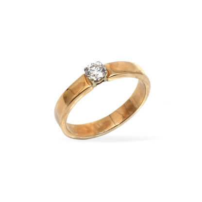 14K Yellow Gold Ladies' Ring with Round Cut and Single Stone Diamonds - Image 2