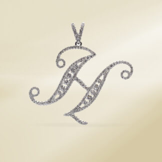 18K White Gold with Round Cut and Cluster, Initial Diamonds Pendant