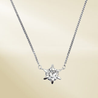 Platinum Curb Chain Necklace with Round Cut Diamonds