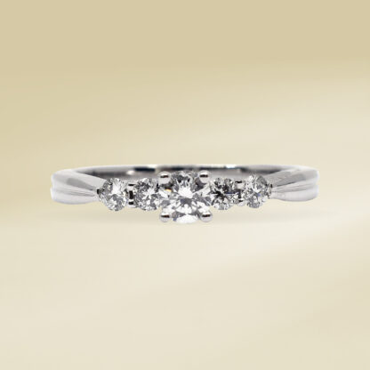14K White Gold Ladies' Ring with Round Cut, Accented Diamonds