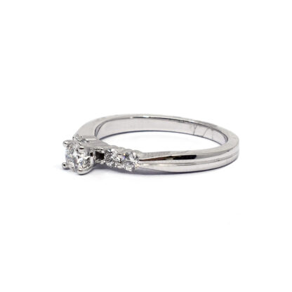 14K White Gold Ladies' Ring with Round Cut, Accented Diamonds - Image 2