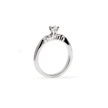 14K White Gold Ladies' Ring with Round Cut, Accented Diamonds - Image 3