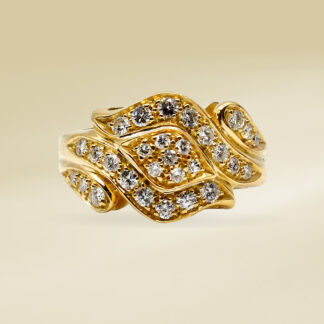 18K Yellow Gold with Round Cut and Cluster Diamonds