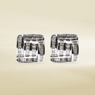 14K White Gold Earrings with Baguette Cut Diamonds