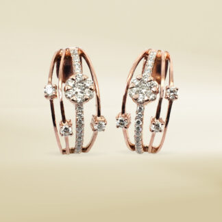 14K Rose Gold Earrings with Round Cut Diamonds