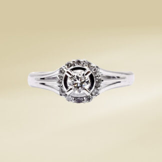 Ladies' Ring Platinum with Round Cut, Halo EngagementDiamonds