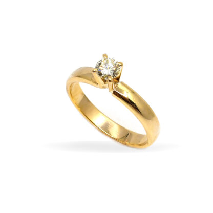 14K Yellow Gold Ladies' Ring with Round Cut, Solitaire Diamonds - Image 4