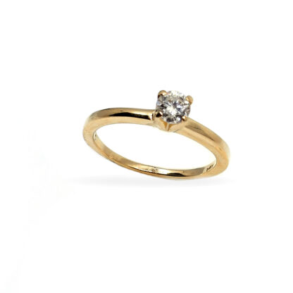 14K Yellow Gold Ladies' Ring with Round Cut, Single Stone Diamonds - Image 3