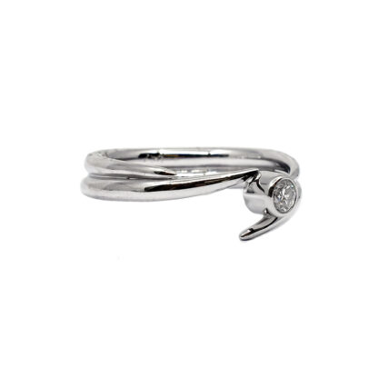 18K White Gold Ladies' Ring with Round Cut, Single Stone Diamonds - Image 2