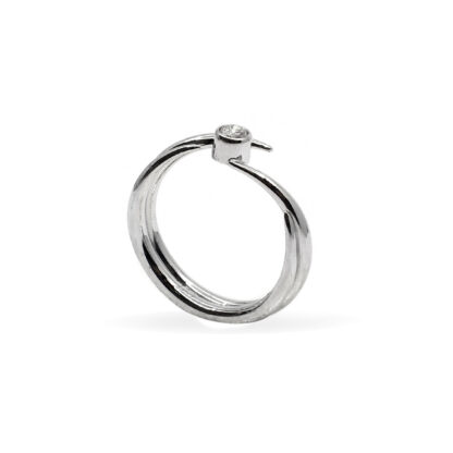 18K White Gold Ladies' Ring with Round Cut, Single Stone Diamonds - Image 3