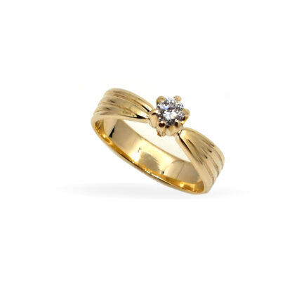 18K Yellow Gold Ladies' Ring with Round Cut, Solitaire Diamonds - Image 2
