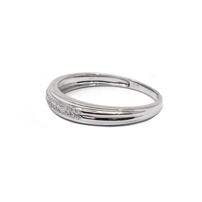 18K White Gold Gents' Ring with Round Cut Diamonds - Image 2