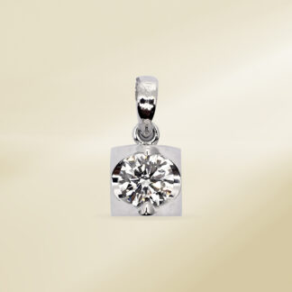18K White Gold with Round Cut and Single Stone Diamonds Pendant