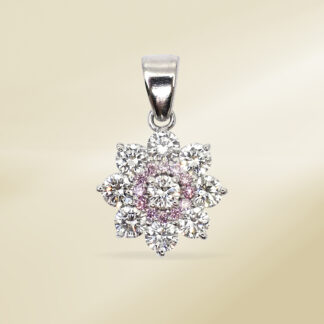 Platinum with Round Cut, Cluster Diamonds Pendant