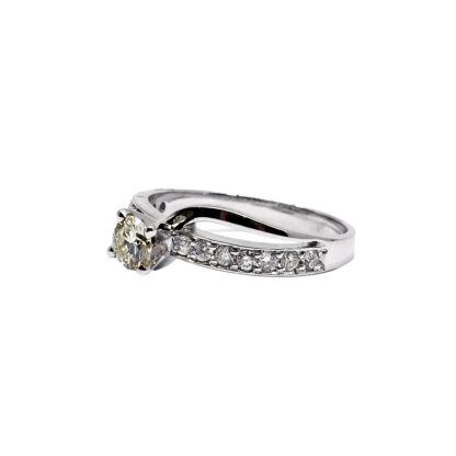 14K White Gold Ladies' Ring with Round Cut, Accented Diamonds - Image 2