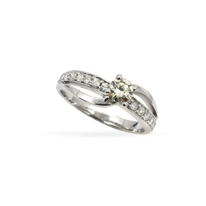 14K White Gold Ladies' Ring with Round Cut, Accented Diamonds - Image 3