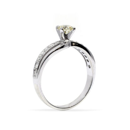 14K White Gold Ladies' Ring with Round Cut, Accented Diamonds - Image 4