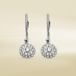 14K White Gold Earrings with Round Cut Diamonds