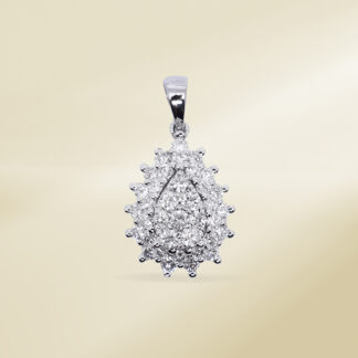 18K White Gold with Round Cut, Cluster, Pear Shape Diamonds Pendant