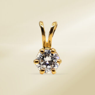 14K White Gold with Round Cut, Single Stone Diamonds Pendant